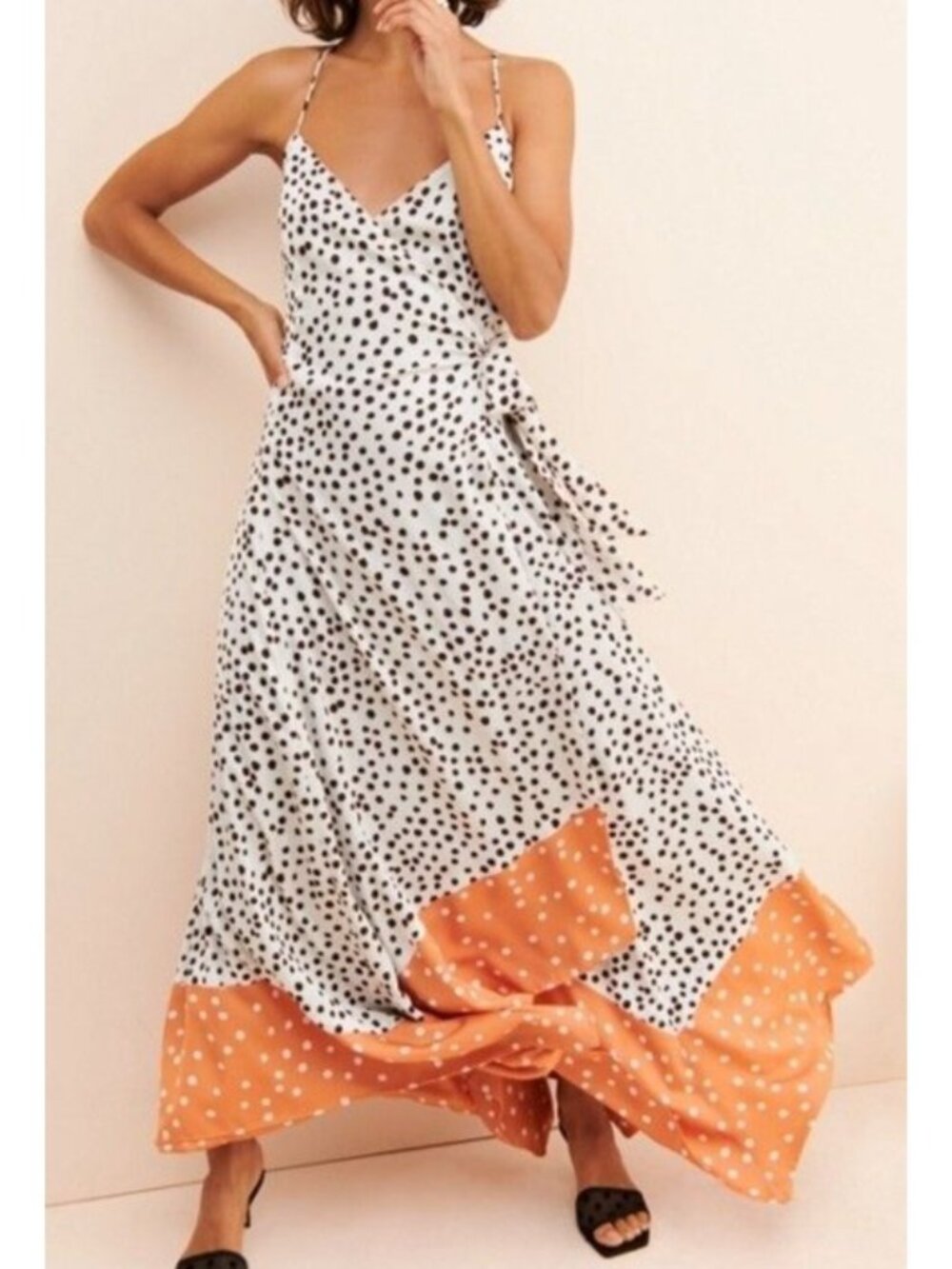Azulu Luanda Wrap Dress Maxi Boho Chic Casual Summer Polka Dot Womens 2